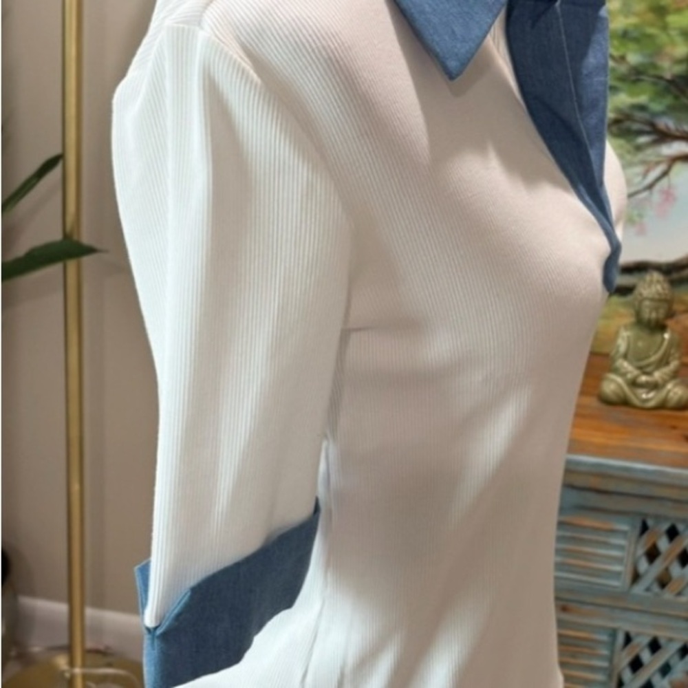 NWT Truth Women's White and Blue Collar Shirt Size Large - Picture 4 of 6